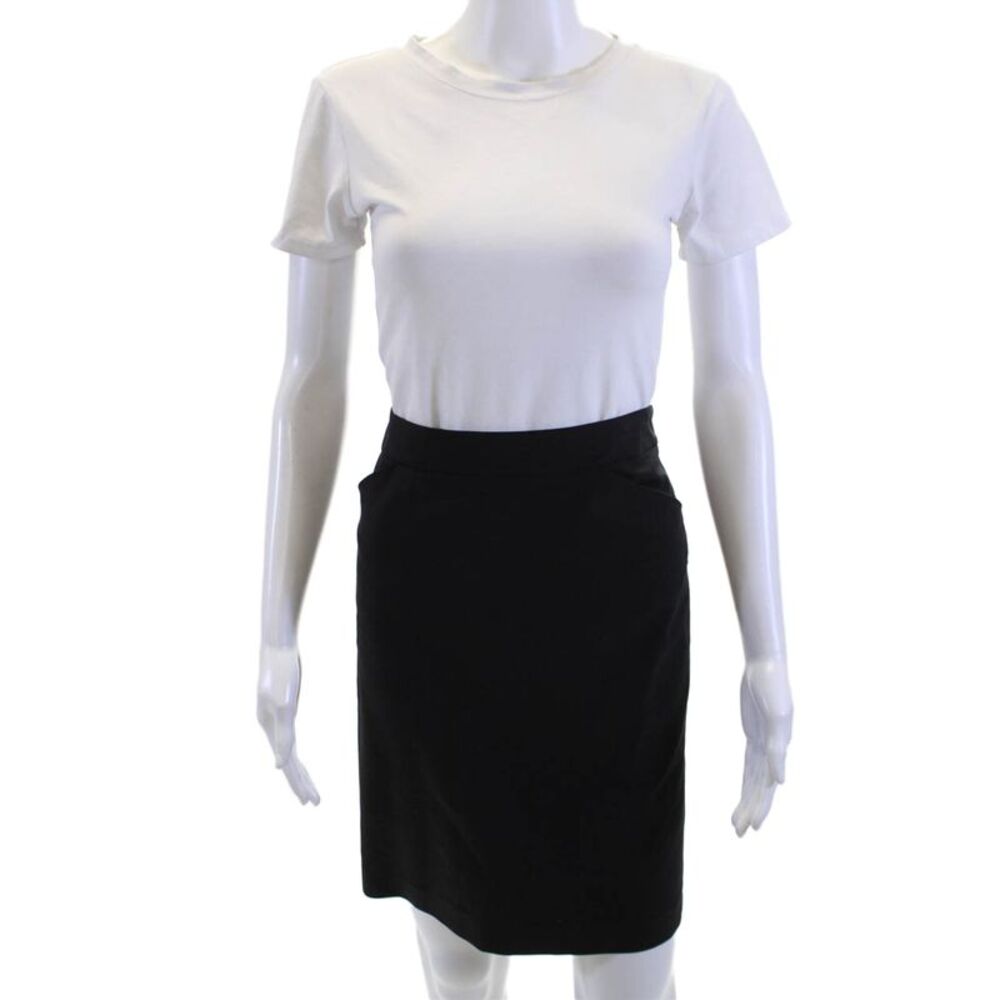Theory Women Black Straight Pencil Skirt Wool Blend Size 8